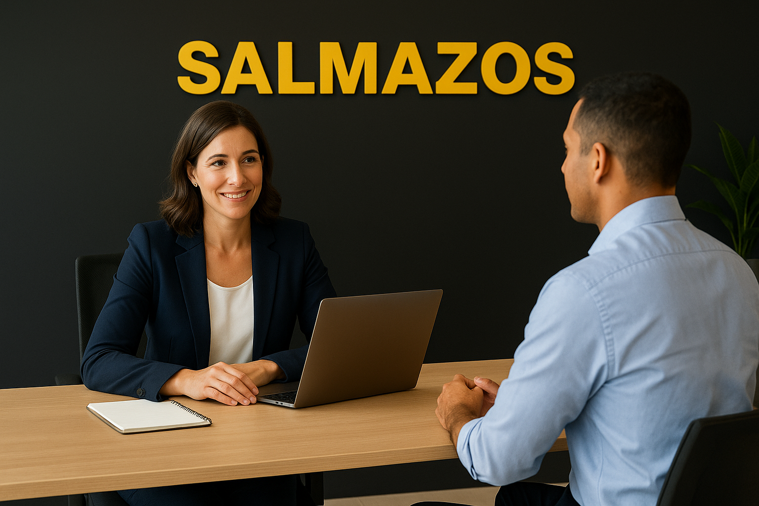 Consultora da Salmazos RH em reunião com candidato